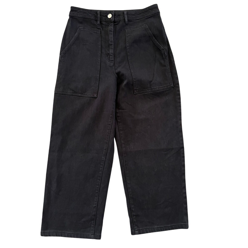 Wilfred Free Aritzia Black Wide Leg Patch Pocket‎ Denim Pants Size 6
